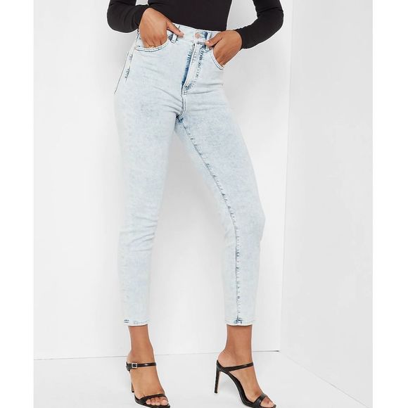 Express light wash slim super high rise jeans